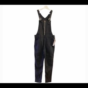 Levi Black front zip skinny overalls